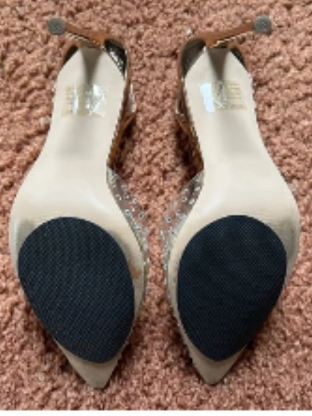 Steve Madden RECORD rose gold rhinestone slingback heels - Picture 4 of 5